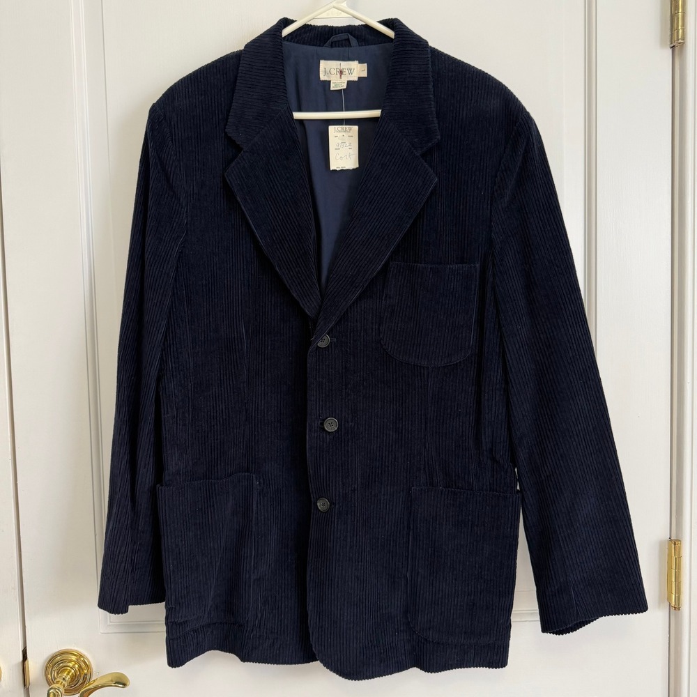 J.Crew Corduroy Blazer Mens Large Navy Blue